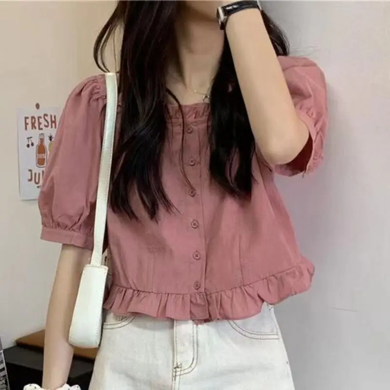 Women's Top Summer New 2023 Ruffled Short Sleeve Shirt Women's High Waist Bubble Sleeve Top
Women's Top Summer New 2023 Ruffled Short Sleeve Shirt Women's High Waist Bubble Sleeve Top
