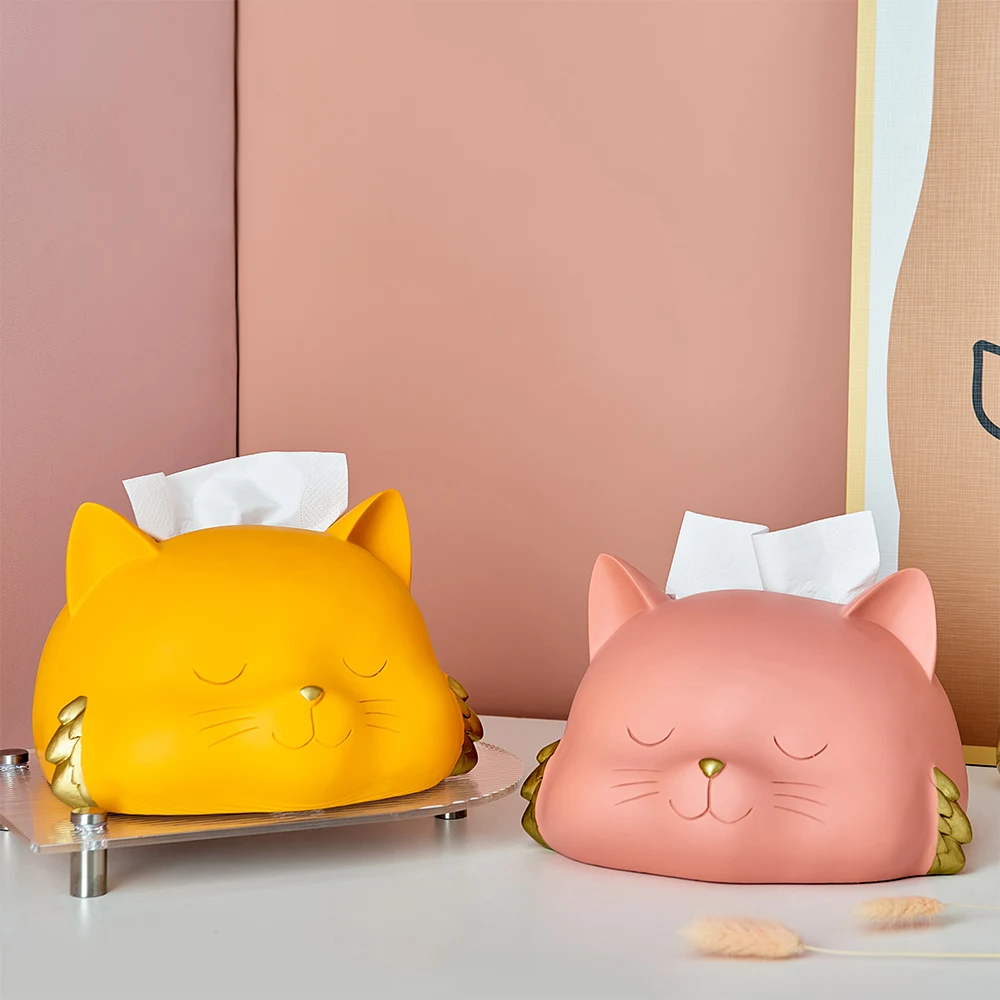 

Tissue Paper Holder Nordic Home Decor Kitchen Napkins Organizer Boxes Paper Dispenser Cute Cat Tissue Box Resin Animal Statue