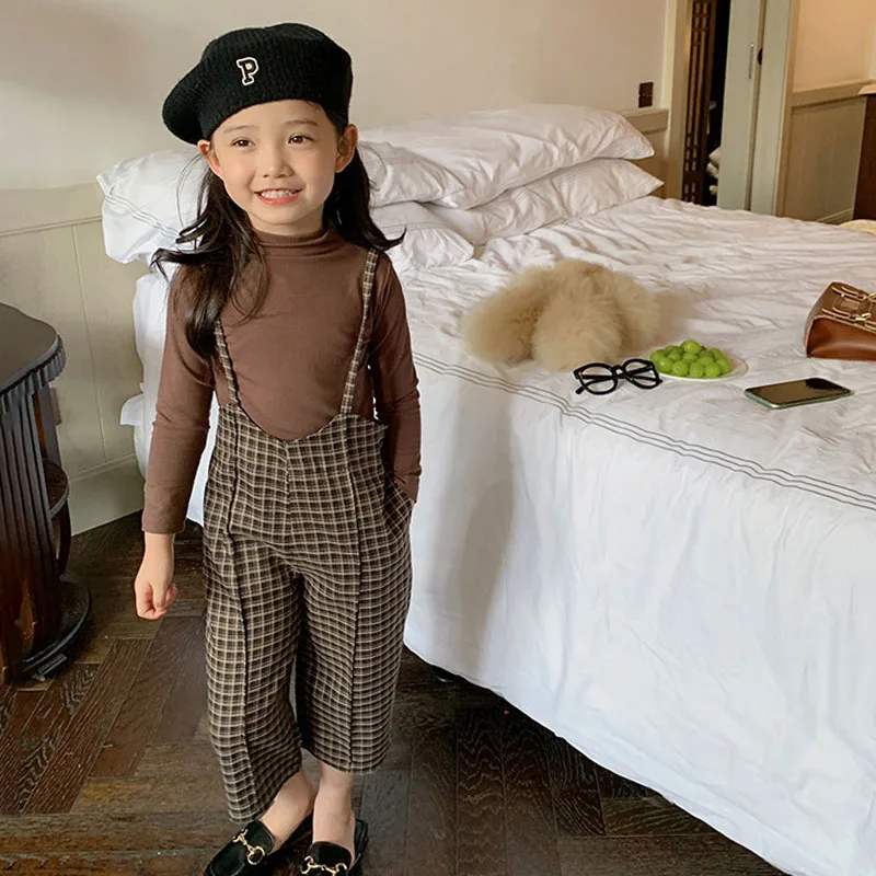 Spring Autumn Girls 2 Pcs Set Or Toddler T Shirt Suspender Pants Kids Suit Baby Outfit Children Clothes Vintage Check Plaid 2-9Y
Spring Autumn Girls 2 Pcs Set Or Toddler T Shirt Suspender Pants Kids Suit Baby Outfit Children Clothes Vintage Check Plaid 2-9Y