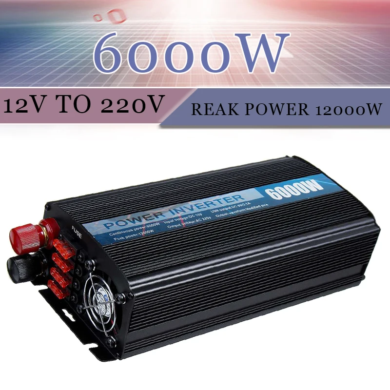 6000W Modified Sine Wave Car Power Inverter DC 12V to AC 220V Transformer Convert Converter Car Charger Converter Adapter
6000W Modified Sine Wave Car Power Inverter DC 12V to AC 220V Transformer Convert Converter Car Charger Converter Adapter