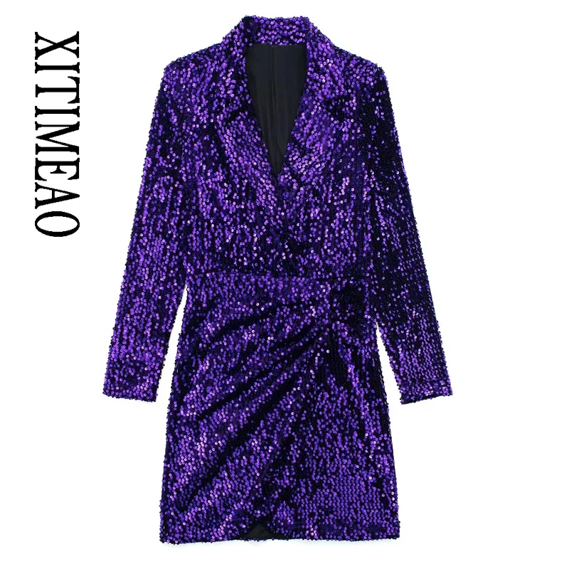 XITIMEAO Women Fashion Side Ruched Sequined Mini Dress Vintage Long Sleeve Side Zipper Female Dresses Vestidos Mujer
XITIMEAO Women Fashion Side Ruched Sequined Mini Dress Vintage Long Sleeve Side Zipper Female Dresses Vestidos Mujer