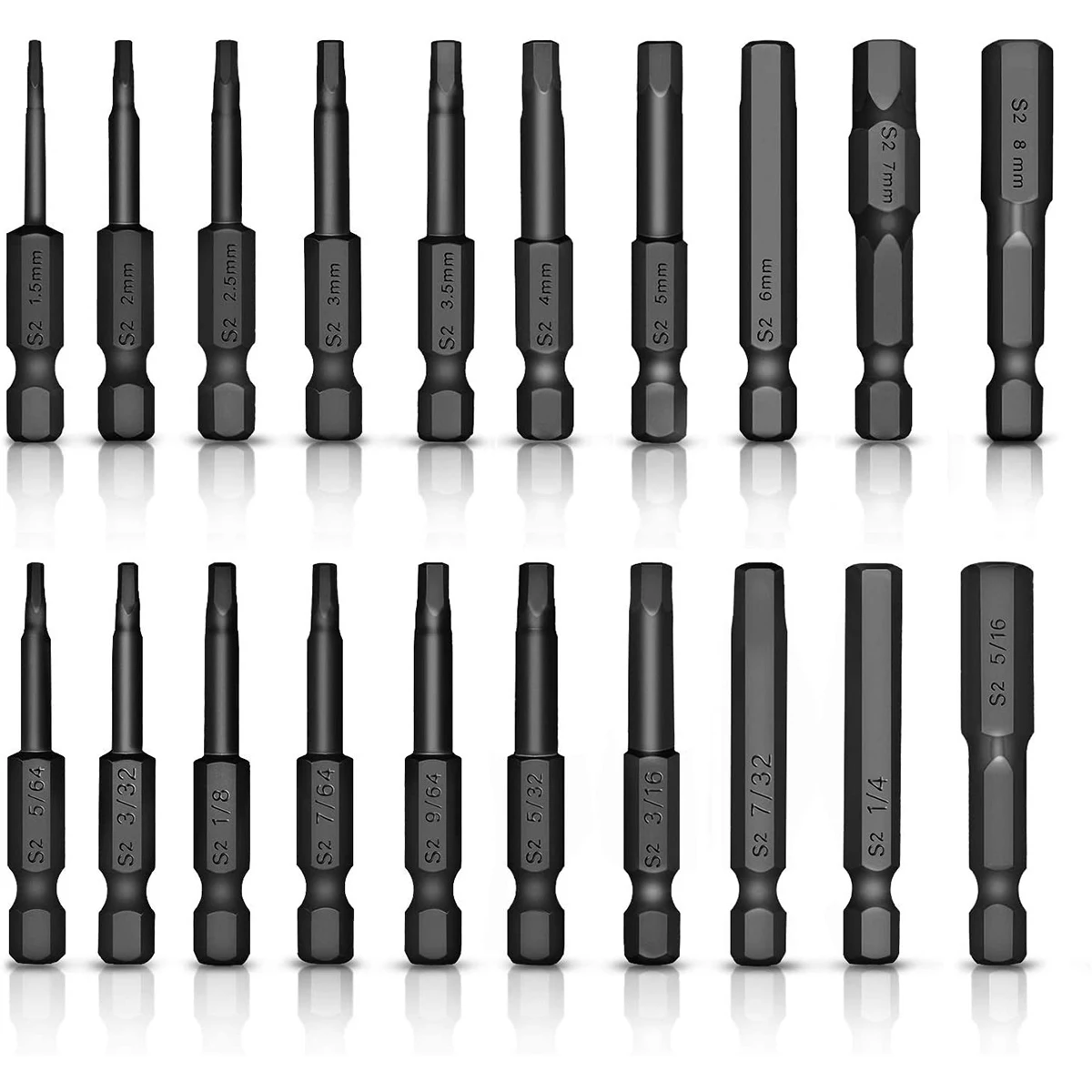 20Pcs Screwdriver Bit Set Hex Head Allen Wrench Drill Bits Set 50mm SAE+Metric Allen Magnetic Tip Hex Key Screwdriver Socket Bit
20Pcs Screwdriver Bit Set Hex Head Allen Wrench Drill Bits Set 50mm SAE+Metric Allen Magnetic Tip Hex Key Screwdriver Socket Bit