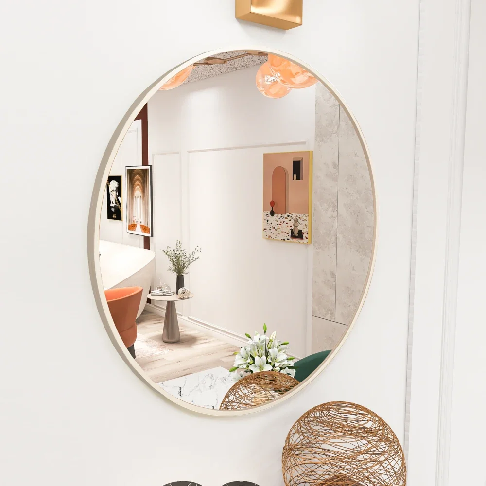 Matte Gold Wall Mirror 24 inches; Round Mirror Metal Framed Mirror Circle Wall Mounted Mirror, Circular Mirror for Bathroom Wall
Matte Gold Wall Mirror 24 inches; Round Mirror Metal Framed Mirror Circle Wall Mounted Mirror, Circular Mirror for Bathroom Wall