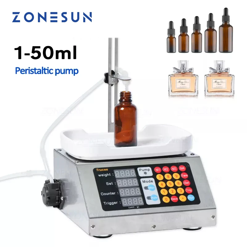 ZONESUN 1-50 мл маленькая автоматическая машина для наполнения жидкостью с ЧПУ 110 В-220 в
