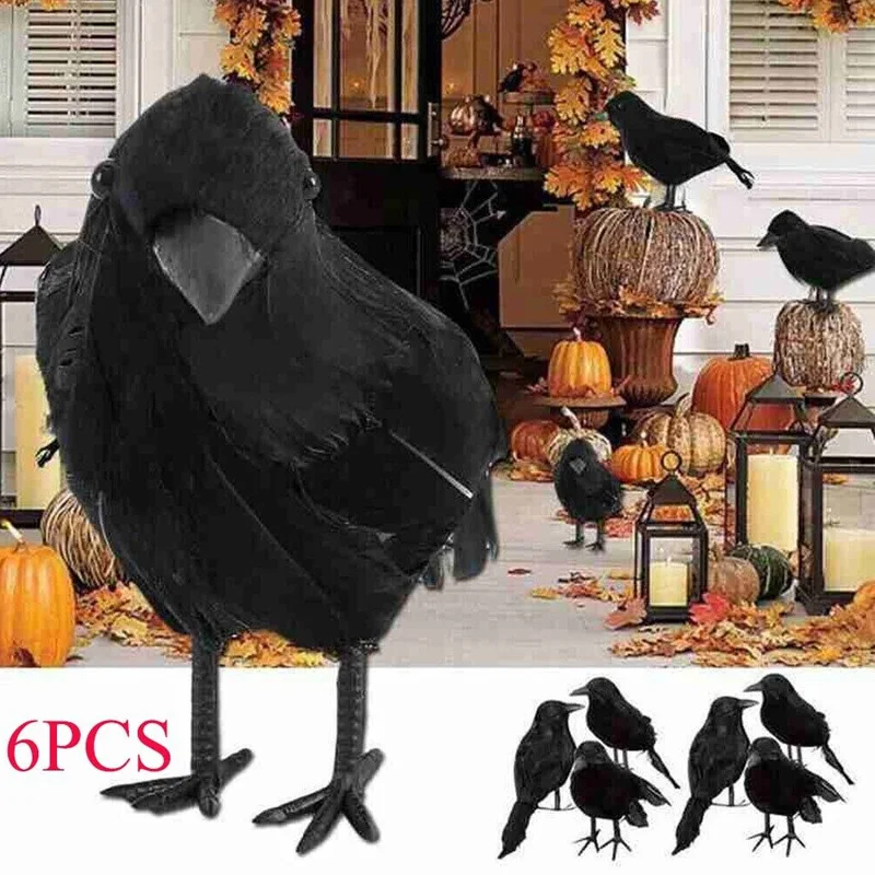 6PCS Simulation Crow Ornaments Halloween Party Desktop Bird Movie Props Costume Eye-catching Scary Haunted House Decoration
6PCS Simulation Crow Ornaments Halloween Party Desktop Bird Movie Props Costume Eye-catching Scary Haunted House Decoration