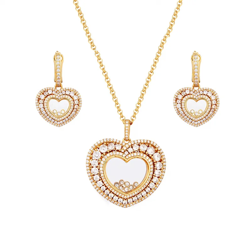 18K Gold Plated Luxury Jewelry Set For Women Move Zircon Love Heart Pendant Charm Necklace Europe Sterling Sliver Drop Earrings
18K Gold Plated Luxury Jewelry Set For Women Move Zircon Love Heart Pendant Charm Necklace Europe Sterling Sliver Drop Earrings