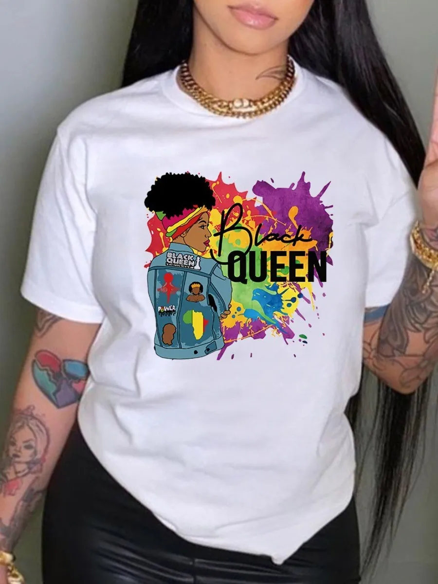 LW Polyester T-shirts for Women 2022 Queen Print Regular Round Neck Casual Regular Summer TieDye Streetwear Lady Clothes Vestido
LW Polyester T-shirts for Women 2022 Queen Print Regular Round Neck Casual Regular Summer TieDye Streetwear Lady Clothes Vestido