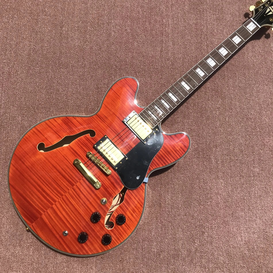 Red Flame Maple Top and Back 335 Electric Guitar, Gold Hardware, Hollow Body, Jazz Electric Guitar, Free Shipping
Red Flame Maple Top and Back 335 Electric Guitar, Gold Hardware, Hollow Body, Jazz Electric Guitar, Free Shipping