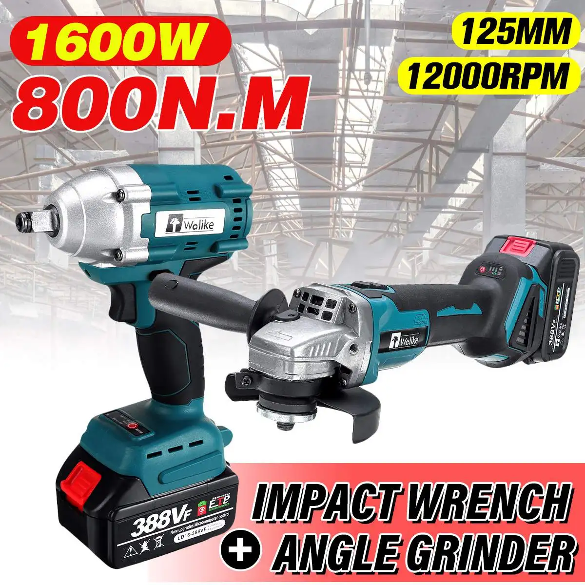 

Wolike 800N.M Brushless Electric Impact Wrench Screwdriver 125MM Brushless Electric Angle Grinder 3 Speed Cutting Power Machine