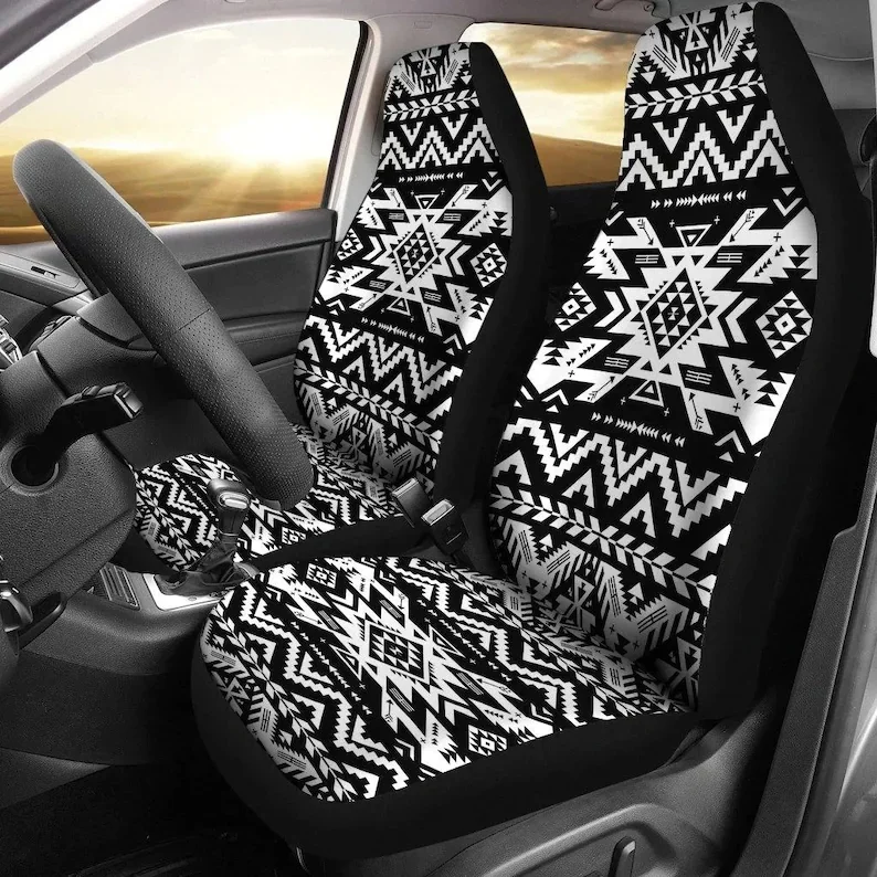 

Black Pattern Native Car Seat Covers, Set Of 2 Boho Car Seat Covers, Car Seat Protector, Car Seat Upholstery, Car Seat Cover For