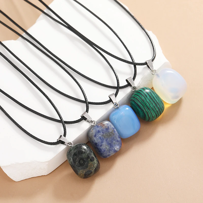 Fashion Square Natural Stone Pendant Necklace For Women Geometry Opal Quartz Pendant Black Rope Chain Necklaces Gift Jewelry
Fashion Square Natural Stone Pendant Necklace For Women Geometry Opal Quartz Pendant Black Rope Chain Necklaces Gift Jewelry