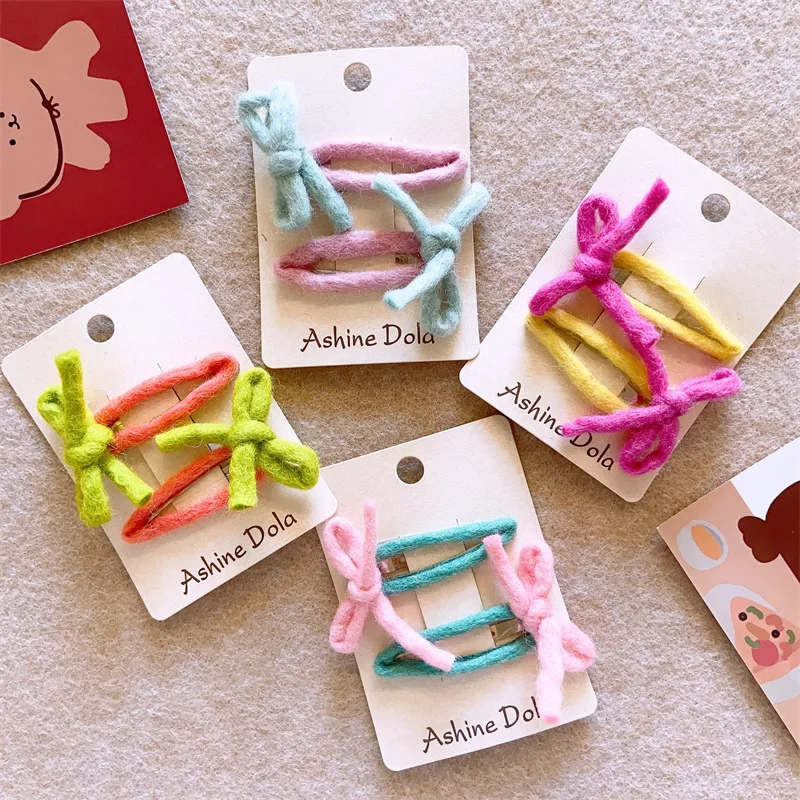 Children's Autumn Wool Felt Handmade Knotted Bow Bb Clip Girls' Clash With Matching Bow Tie Basic Bright Color Hair Clips
Children's Autumn Wool Felt Handmade Knotted Bow Bb Clip Girls' Clash With Matching Bow Tie Basic Bright Color Hair Clips