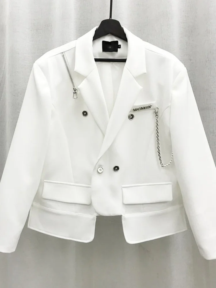 Мужской готический костюм, черный пиджак, модный дизайнерский пиджак на молнии с цепочкой, Свободный Повседневный короткий пиджак в Корейском стиле с длинными рукавами
Мужской готический костюм, черный пиджак, модный дизайнерский пиджак на молнии с цепочкой, Свободный Повседневный короткий пиджак в Корейском стиле с длинными рукавами