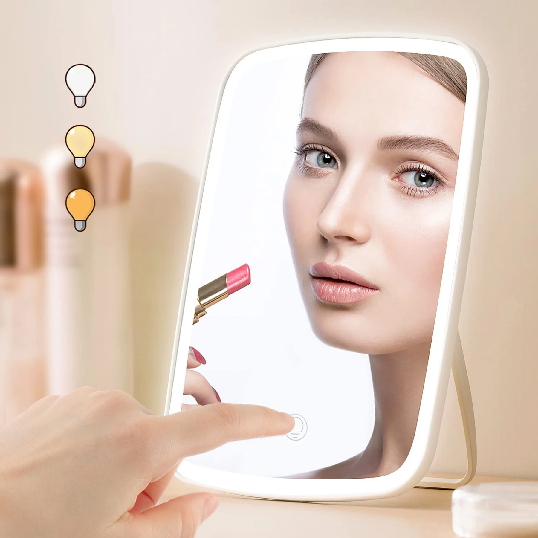 Desk Mirror with Light, USB Rechargeable Travel Makeup Mirror, Touch Adjustable 3 Color Lighting Modes Desk Mirror with Light,9.
Desk Mirror with Light, USB Rechargeable Travel Makeup Mirror, Touch Adjustable 3 Color Lighting Modes Desk Mirror with Light,9.