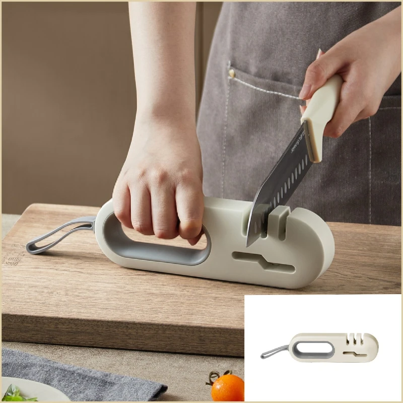 

Точилка для ножей ручная многофункциональная 4-в-1 инструмент для быстрой заточки с нескользящей основой аксессуары для кухонных ножей гадж...