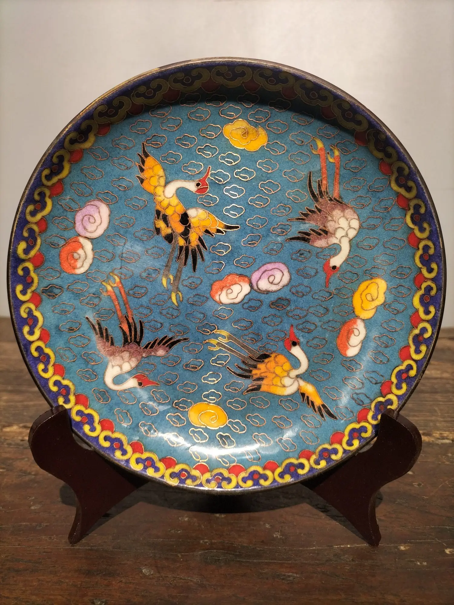 7" Tibetan Temple Collection old Bronze Cloisonne Crane longevity plate reward plate office ornament Town house Exorcism
7" Tibetan Temple Collection old Bronze Cloisonne Crane longevity plate reward plate office ornament Town house Exorcism