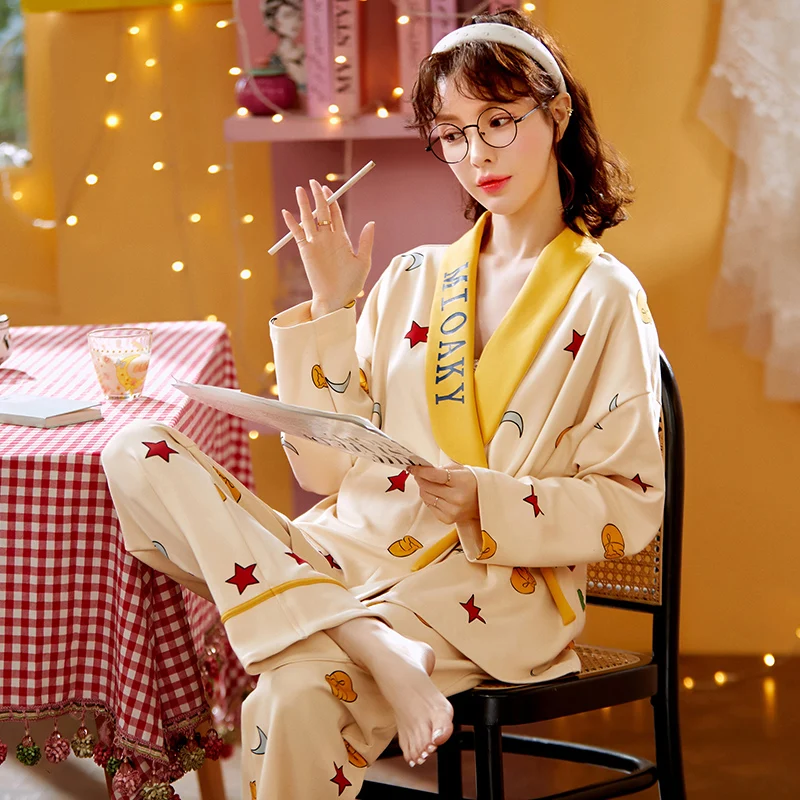 Autumn Winter Women Pyjamas Sets Kimono Bathrobe Style Woman Full Elegant Home Sleepwear Clothing Soft Cotton Women Pajamas Set
Autumn Winter Women Pyjamas Sets Kimono Bathrobe Style Woman Full Elegant Home Sleepwear Clothing Soft Cotton Women Pajamas Set