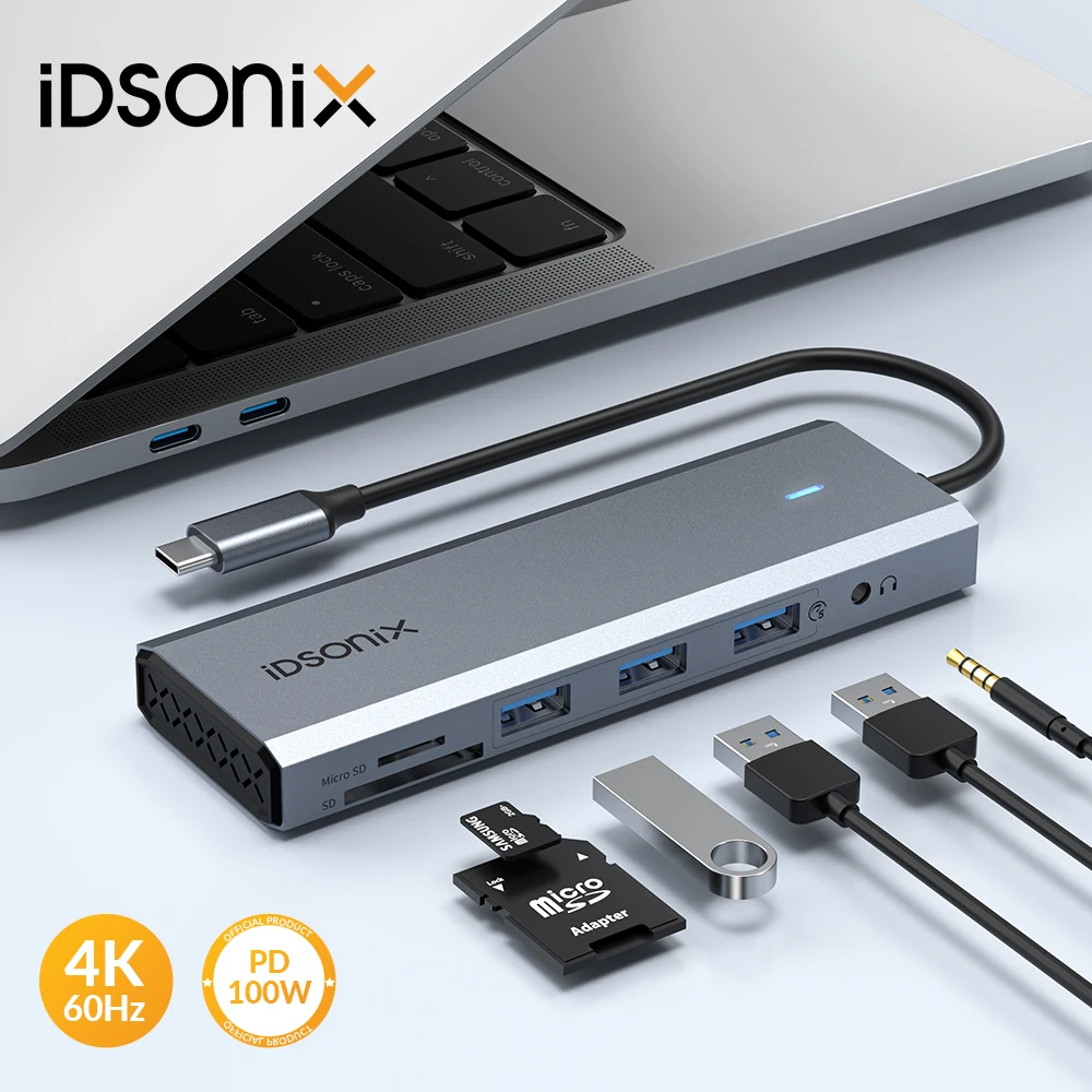 iDsonix USB C HUB USB To Type-C Adapter 10-in-1 Docking Station To 4K 60Hz PD100W RJ45 SD/TF Splitter For Macbook Air Pro iPad
iDsonix USB C HUB USB To Type-C Adapter 10-in-1 Docking Station To 4K 60Hz PD100W RJ45 SD/TF Splitter For Macbook Air Pro iPad