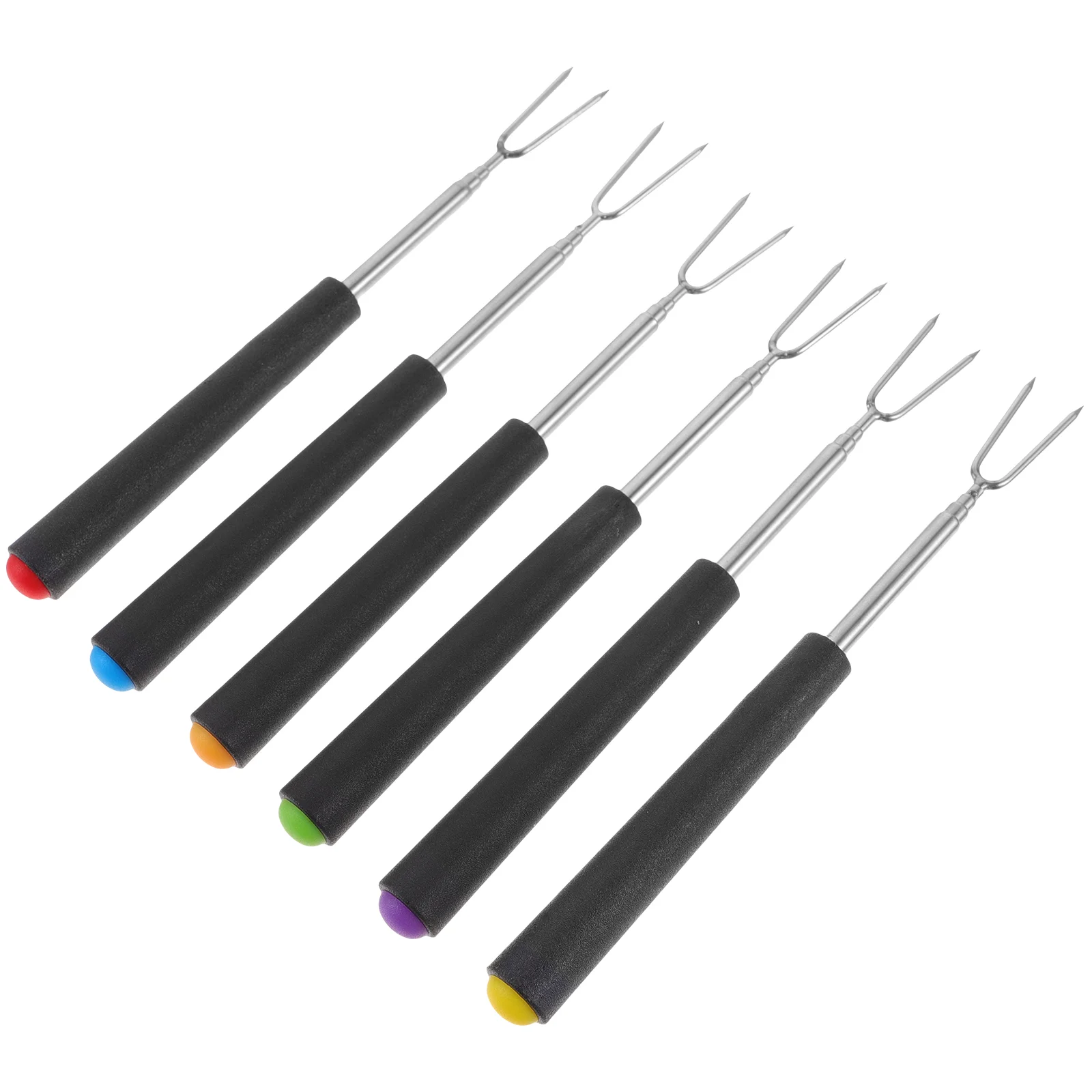 

6 Pcs Telescopic Barbecue Fork Cooking Meat Forks Roasting Supplies Sticks Grill Outdoor Tool Skewers Marshmallow Set