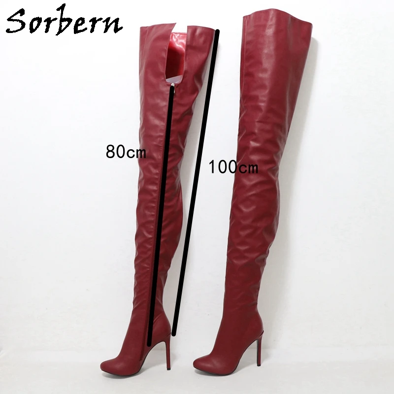 

Sorbern Sexy Crotch Thigh Boots Women Unisex Stilettos High Heel Fetish Boot Custom Shaft Length 80Cm Inside/100Cm Outside