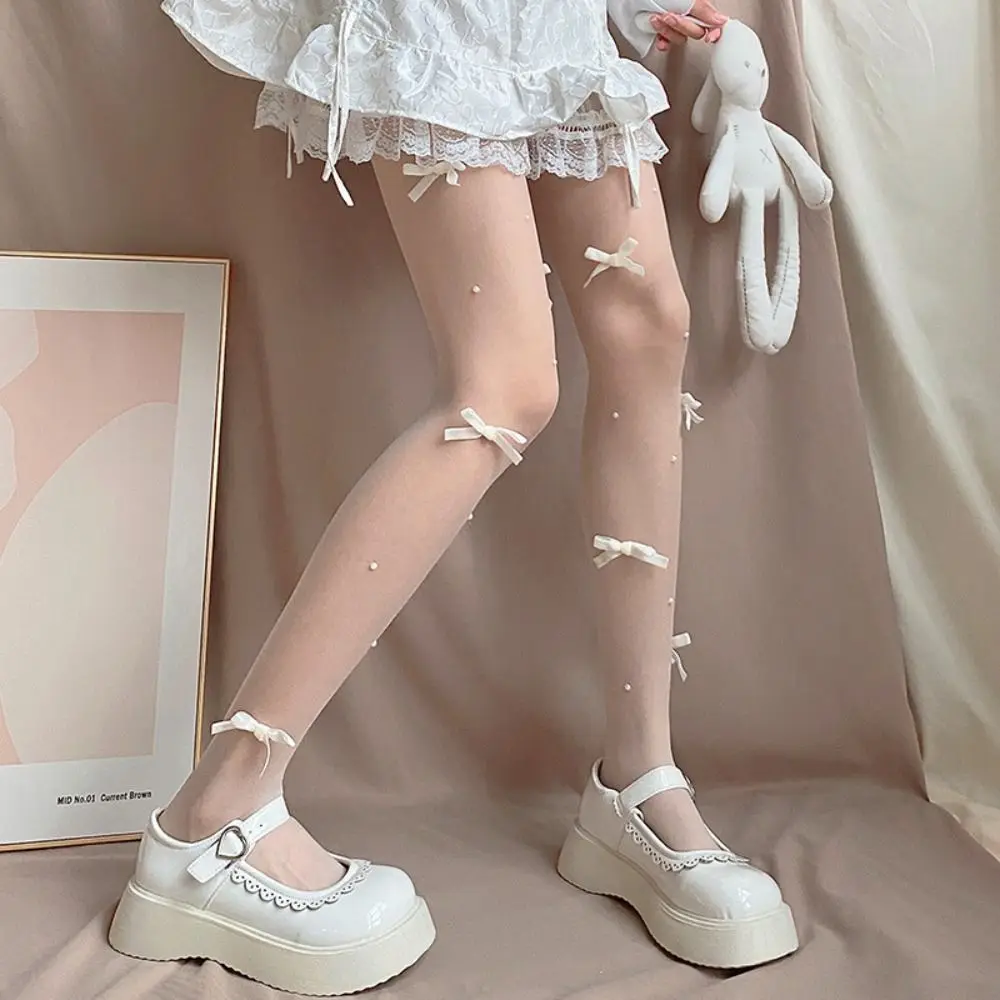 Japanese Lolita Sweet Bow Tights Breathable Nylon Ultra-thin Female Stockings Anti-hook Transparent Pantyhose for Women
Japanese Lolita Sweet Bow Tights Breathable Nylon Ultra-thin Female Stockings Anti-hook Transparent Pantyhose for Women