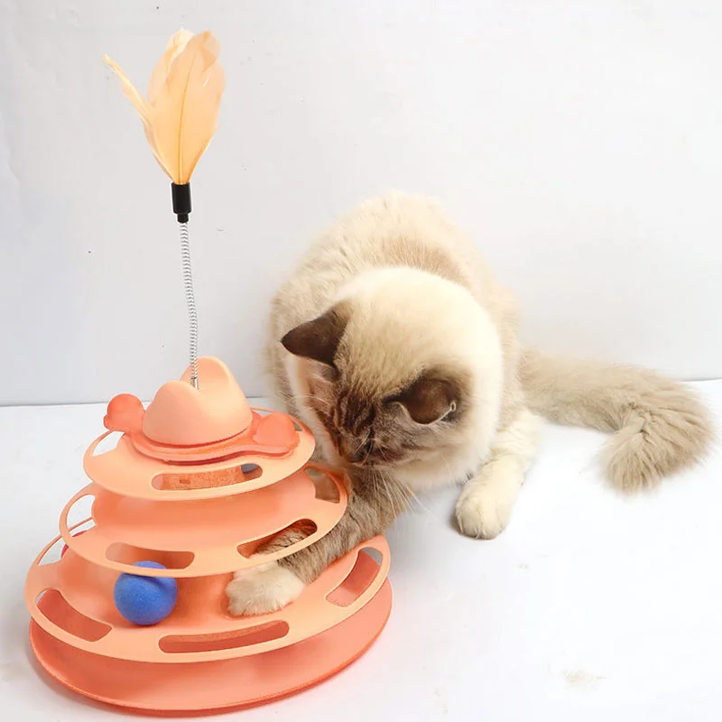 New Pet Cat toys four Layer Track Amusement Tray Cat Teaser Stick Space Tower Turntable Interactive Toy Pets Amusement Plate
New Pet Cat toys four Layer Track Amusement Tray Cat Teaser Stick Space Tower Turntable Interactive Toy Pets Amusement Plate