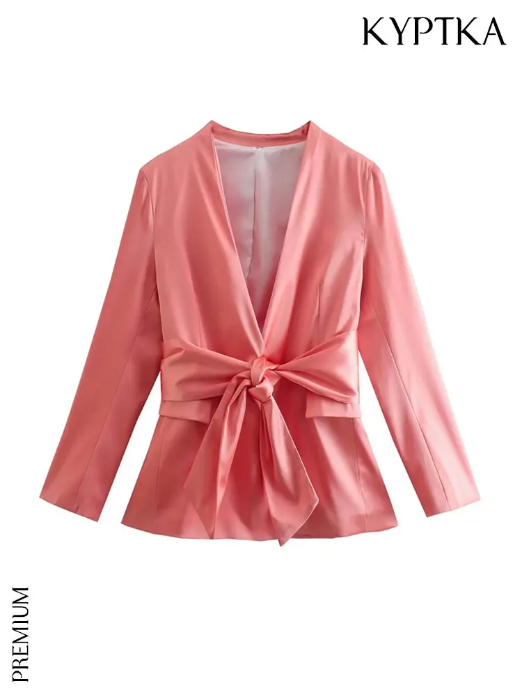 KYPTKA Women Fashion With Belt Lapelless Satin Blazer Coat Vintage Long Sleeve Button-up Female Outerwear Chic Veste Femme
KYPTKA Women Fashion With Belt Lapelless Satin Blazer Coat Vintage Long Sleeve Button-up Female Outerwear Chic Veste Femme