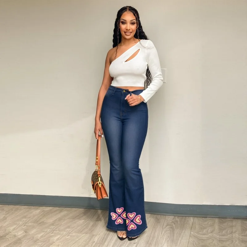Stylish Slim Print Flared Jeans Vintage High Waist Cowgirl Wide Leg Pants Elegant Blue Solid Denim Trousers Clothes For Women
Stylish Slim Print Flared Jeans Vintage High Waist Cowgirl Wide Leg Pants Elegant Blue Solid Denim Trousers Clothes For Women
