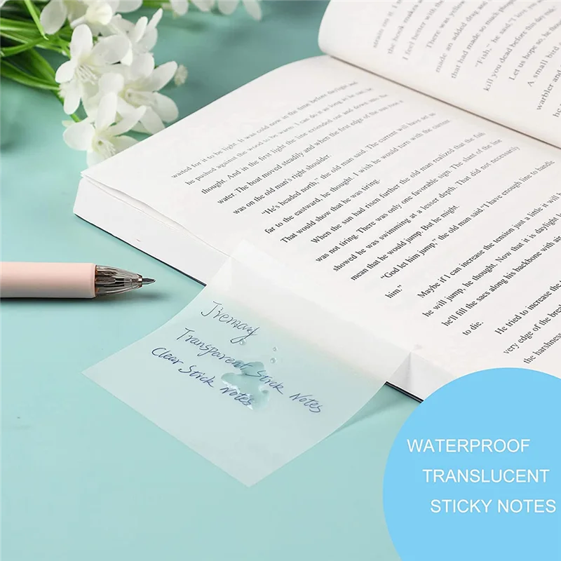 12 Packs 600 Sheets Transparent Sticky Notes, Clear Sticky Notes Waterproof Self-Stick Notes for Annotating 
12 Packs 600 Sheets Transparent Sticky Notes, Clear Sticky Notes Waterproof Self-Stick Notes for Annotating