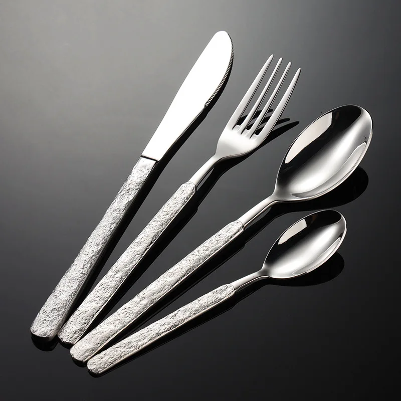 Stone Pattern Handle Stainless Steel Western Dining Spoon Knife Fork Creative Cutlery Set Tableware Kitchen For Home Household
Stone Pattern Handle Stainless Steel Western Dining Spoon Knife Fork Creative Cutlery Set Tableware Kitchen For Home Household
