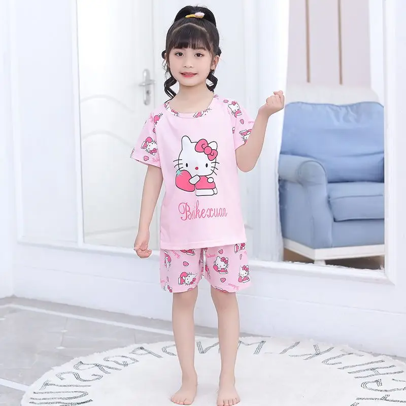 Детская летняя Пижама с рисунком Hello Kitty, милые тонкие пижамы с коротким рукавом для мальчиков и девочек, комплект домашней одежды
Детская летняя Пижама с рисунком Hello Kitty, милые тонкие пижамы с коротким рукавом для мальчиков и девочек, комплект домашней одежды
