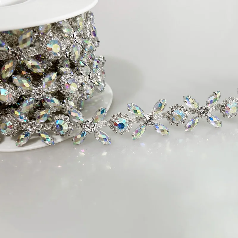 

1 Yard Rhinestone Bulk Wholesale Sewing Bridal Wedding Dresses Crystal Rhinestone Applique Trim Sash Headbands Glitter Beads