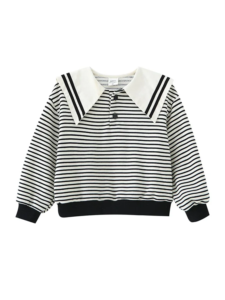 2022 Spring New Girls Sweater Little Girl Korean Version Fashion Lapel Striped Kids Spring and Autumn Top Trend Children Clothes
2022 Spring New Girls Sweater Little Girl Korean Version Fashion Lapel Striped Kids Spring and Autumn Top Trend Children Clothes