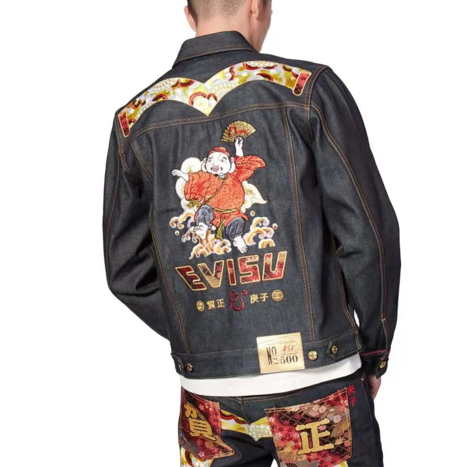Limited edition Japanese Style Retro 90S Denim Jacket Men Ebisu Embroidery Coats Streetwear Fashion Jean Jacket Men
Limited edition Japanese Style Retro 90S Denim Jacket Men Ebisu Embroidery Coats Streetwear Fashion Jean Jacket Men