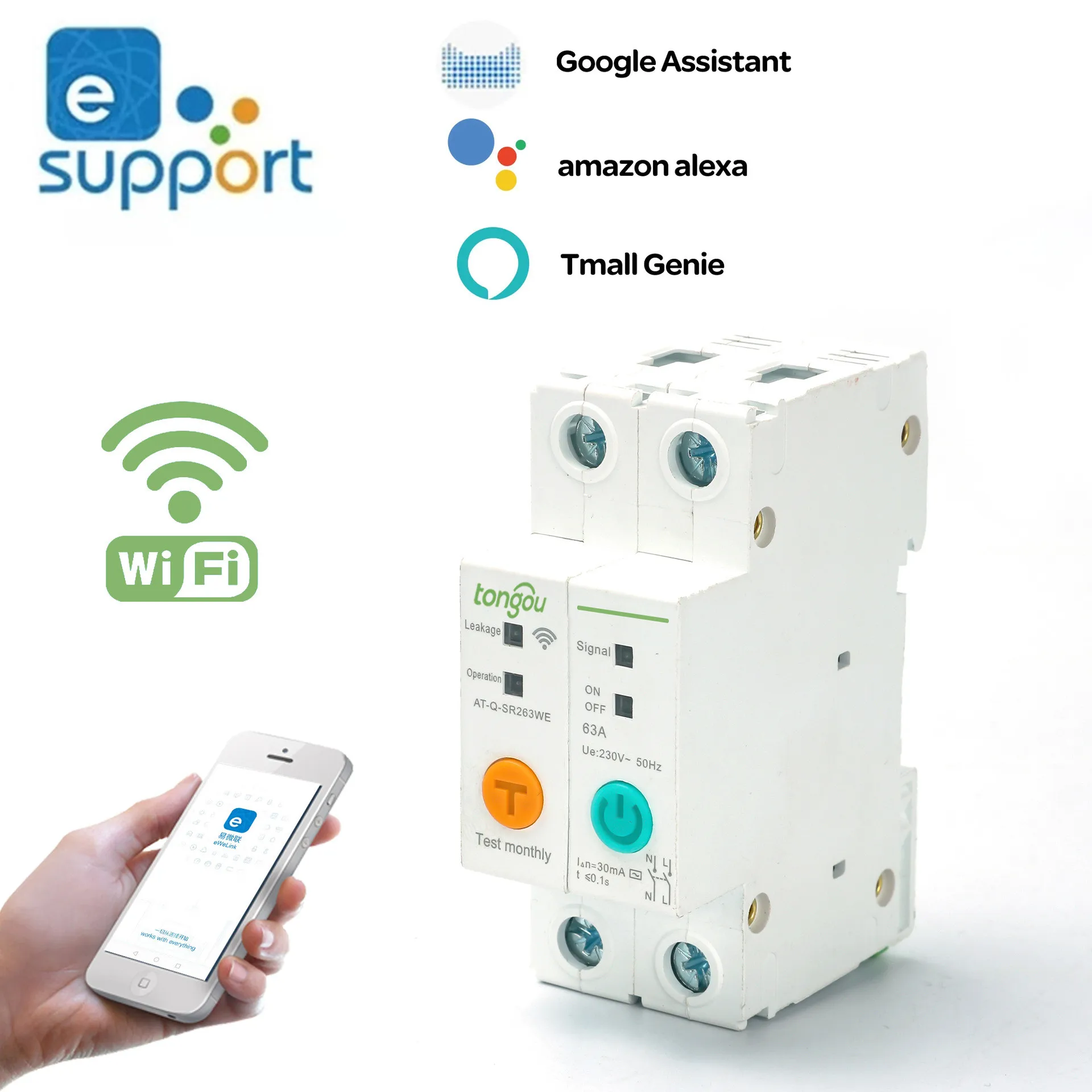 Ewelink 2P 63A DIN Rail WIFI Circuit Breaker Smart Switch Remote Control APP For Google Home Alexa 32A With Leakage Protection
Ewelink 2P 63A DIN Rail WIFI Circuit Breaker Smart Switch Remote Control APP For Google Home Alexa 32A With Leakage Protection