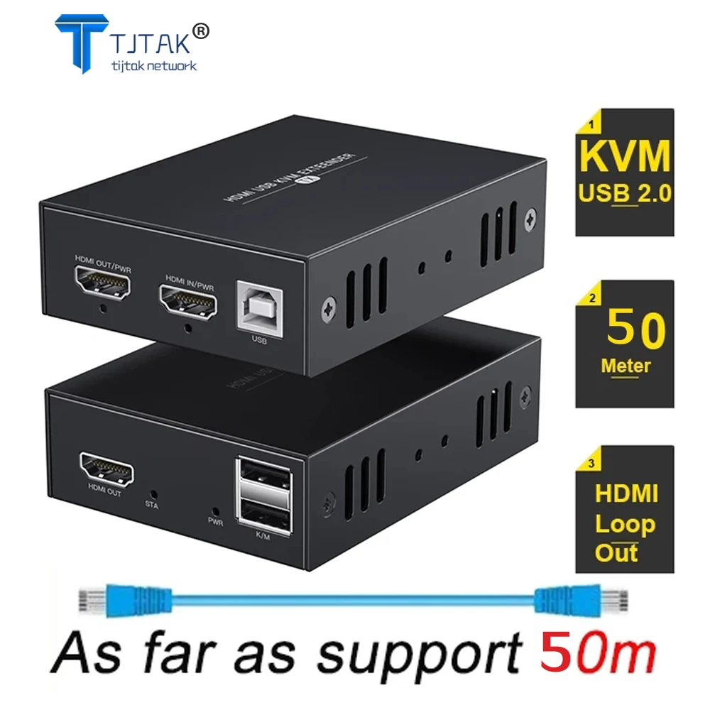 2021 New HDMI USB KVM Extender Over Cat5e/6 Ethernet Cable 50m 1080P@60Hz USB kvm extender Support usb Mouse and keyboard
2021 New HDMI USB KVM Extender Over Cat5e/6 Ethernet Cable 50m 1080P@60Hz USB kvm extender Support usb Mouse and keyboard