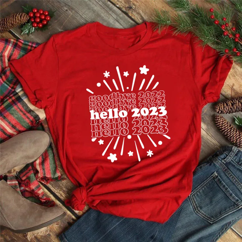 Женская футболка с надписью Hello 2022, модная женская футболка для праздника на Рождество и новый год, красная рубашка, женская футболка, 2023
Женская футболка с надписью Hello 2022, модная женская футболка для праздника на Рождество и новый год, красная рубашка, женская футболка, 2023
