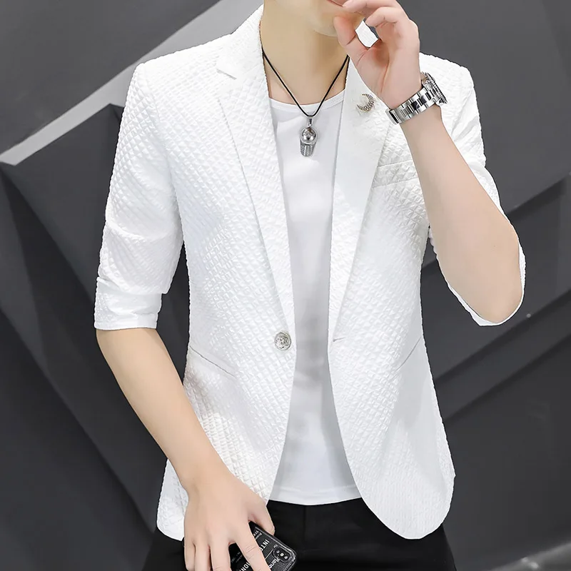 Summer Half Sleeve Men Blazers Solid Color Thin Casual Suit Jacket Business Casual Dress Coat Street Wear Social Barber Blazer
Summer Half Sleeve Men Blazers Solid Color Thin Casual Suit Jacket Business Casual Dress Coat Street Wear Social Barber Blazer