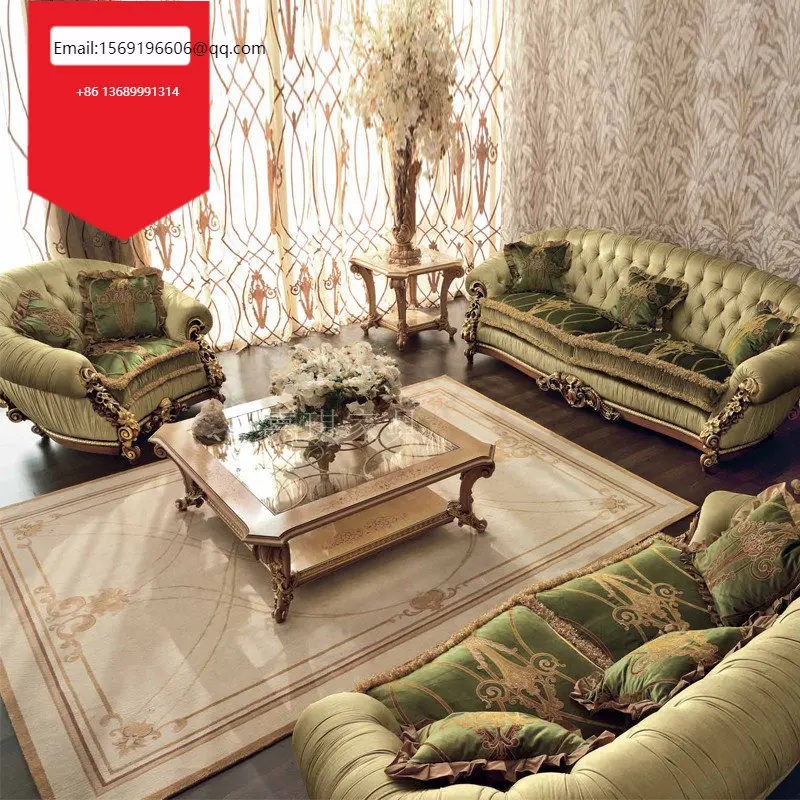 Custom European luxury solid wood sofa Italian fabric French court log carved living room furniture
Custom European luxury solid wood sofa Italian fabric French court log carved living room furniture