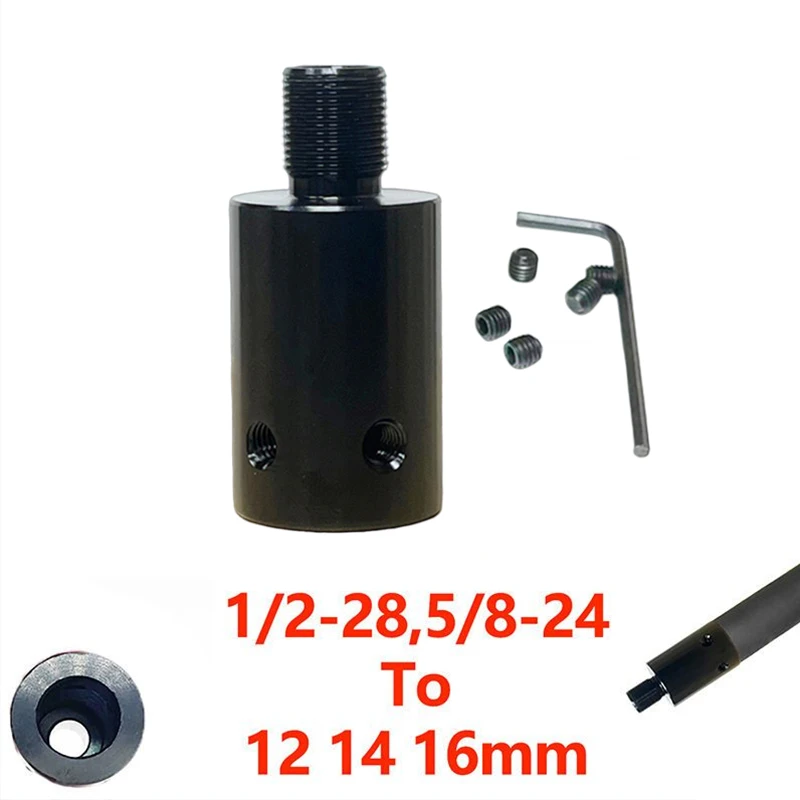

1/2-28 5/8-24 Barrel End Threaded Adapter for 12 14 16mm Diameter 1/2"-28 5/8x24 Aluminum alloy
