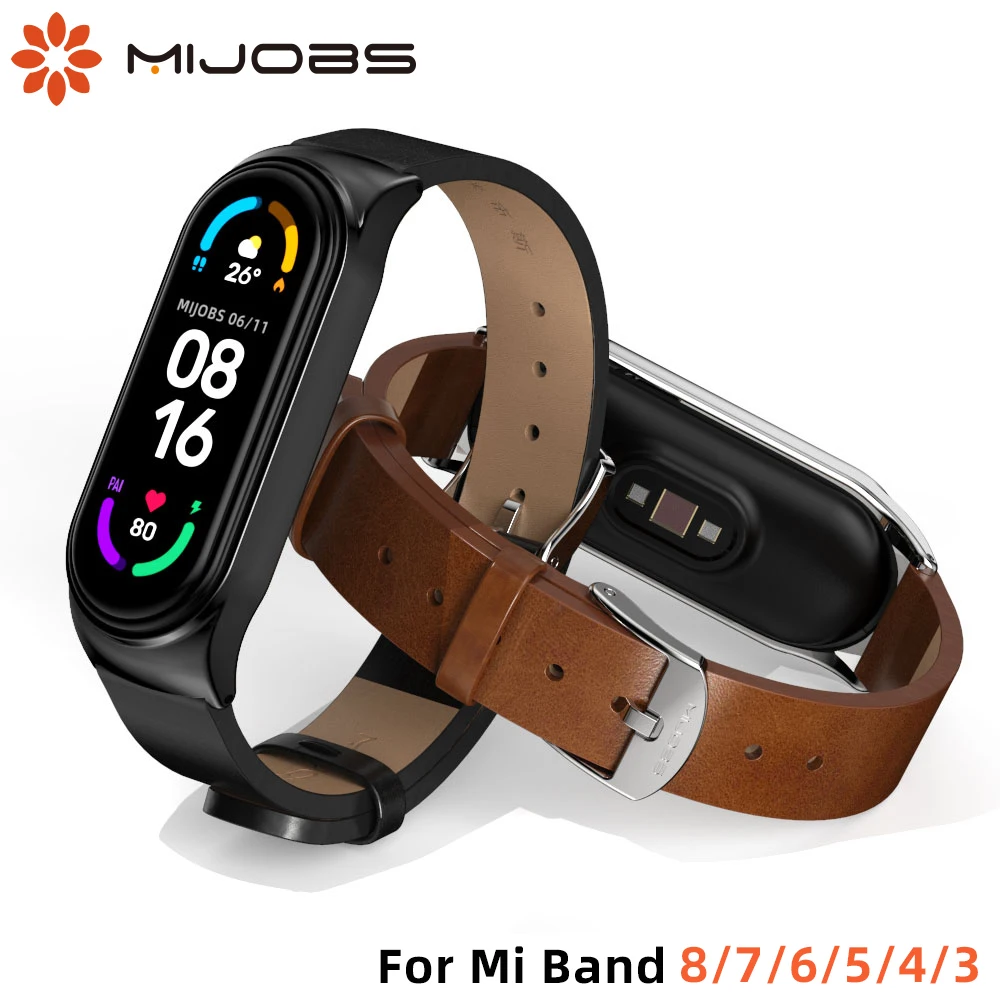 

Band Strap for Xiaomi Mi Band 6 7 8 5 4 3 NFC Leather Wristband For Miband 6 Global Version Bracelet for Mi Band 5 6 7 8 Correa