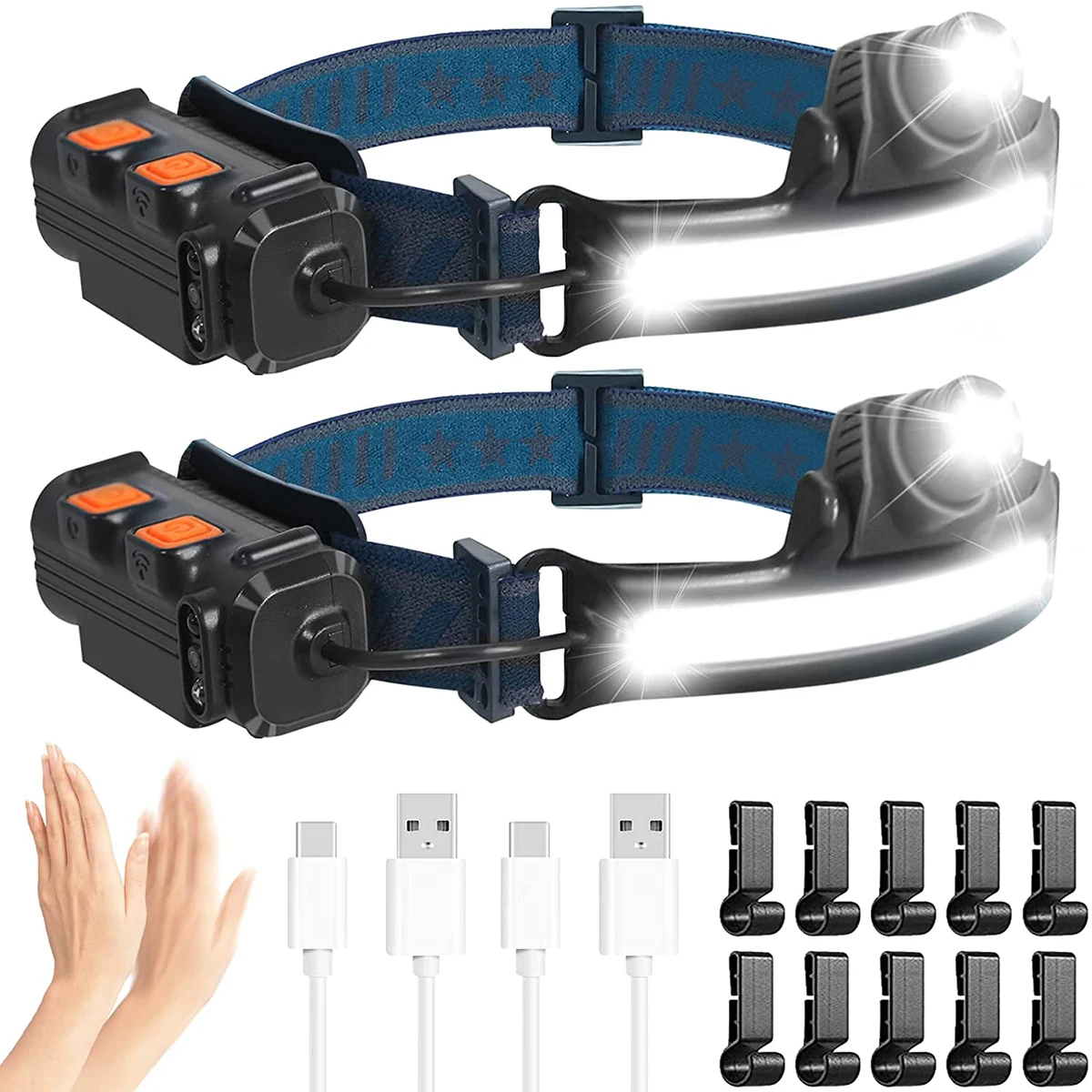 2Pcs Rechargeable Headlamp Motion Sensor Headlight 90° Rotatable XPG And COB Head Flashlight 6 Lighting Modes Headlight Torch
2Pcs Rechargeable Headlamp Motion Sensor Headlight 90° Rotatable XPG And COB Head Flashlight 6 Lighting Modes Headlight Torch