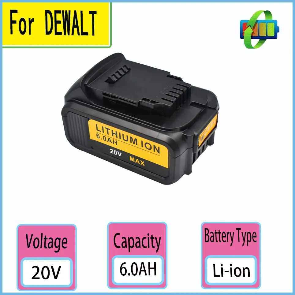 Dewalt 6.0AH 20V power tool battery for Dewalt DCB180 DCB181 DCB182 DCB201 DCB200 MAX power tool 18650 battery
Dewalt 6.0AH 20V power tool battery for Dewalt DCB180 DCB181 DCB182 DCB201 DCB200 MAX power tool 18650 battery