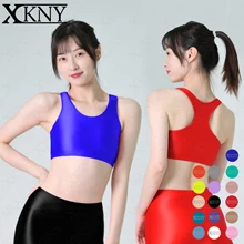 XCKNY sexy Satin glossy top oil shine bottoming shirt sleeveless suspender vest versatile sports Yoga swimming underwear bra