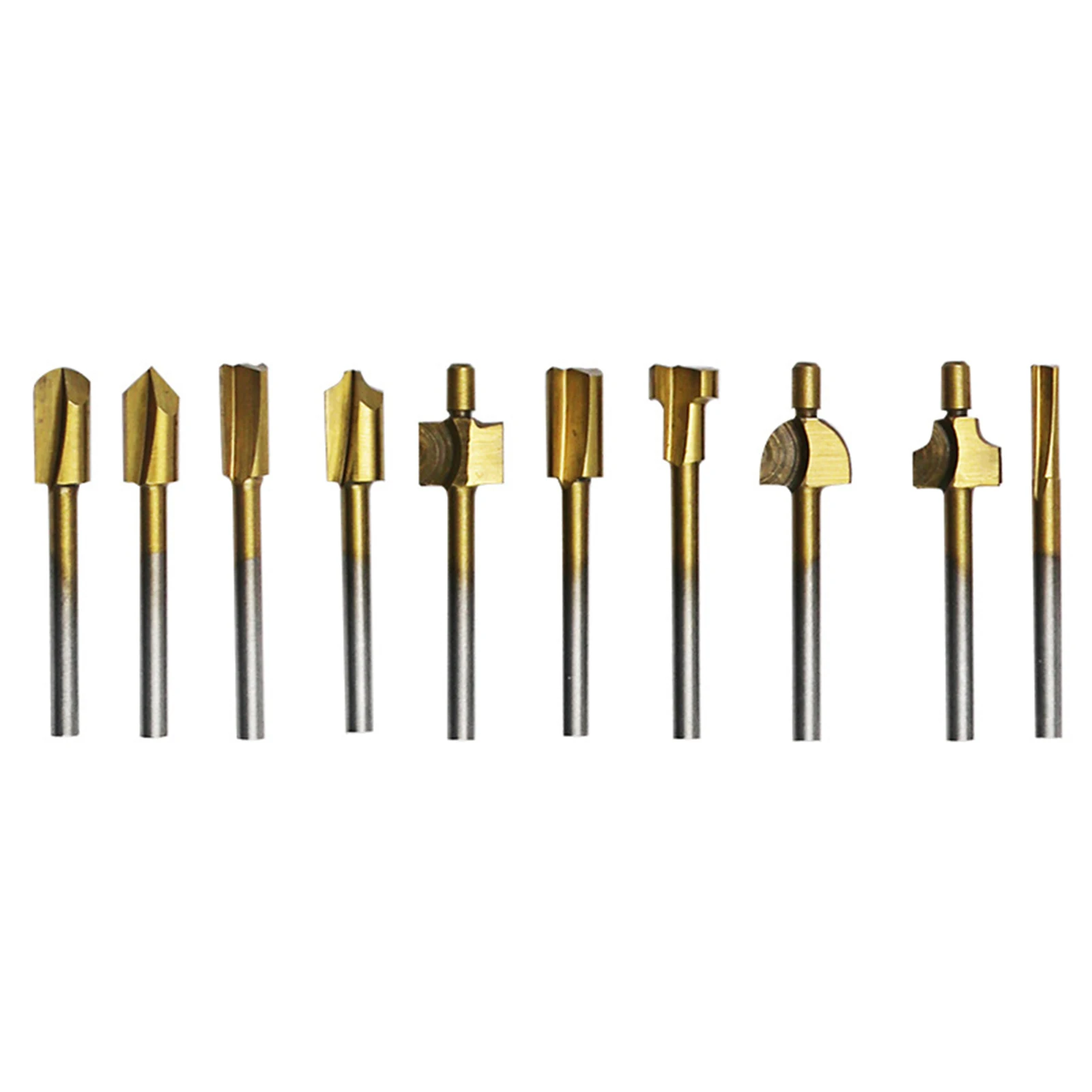 10pcs Rotary Milling Cutter 3mm Shank Titanium Coated Router HSS Metal Cutter Woodworking Carving Carved Cutter Tools
10pcs Rotary Milling Cutter 3mm Shank Titanium Coated Router HSS Metal Cutter Woodworking Carving Carved Cutter Tools