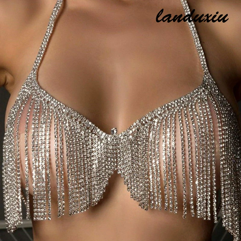 Crystal Bra Necklace Bikini Underwear Chain Harness for Women Rhinestone Tassel Body Chains Outfit Jewelry landuxiu
Crystal Bra Necklace Bikini Underwear Chain Harness for Women Rhinestone Tassel Body Chains Outfit Jewelry landuxiu