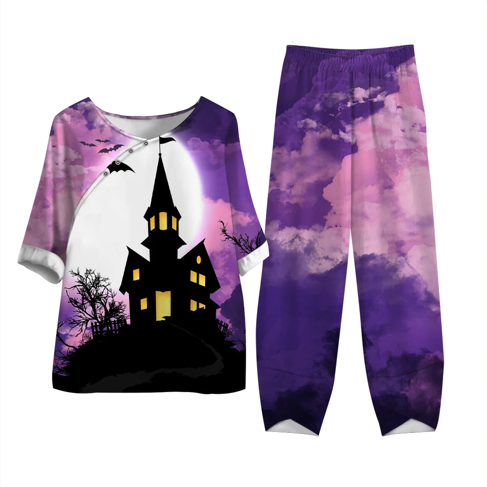 Boutique Vintage Halloween Elements Printed Short Sleeve Pants 2-Piece Breathable Sweat Absorbent Middle Age Button-Down T-Shirt
Boutique Vintage Halloween Elements Printed Short Sleeve Pants 2-Piece Breathable Sweat Absorbent Middle Age Button-Down T-Shirt