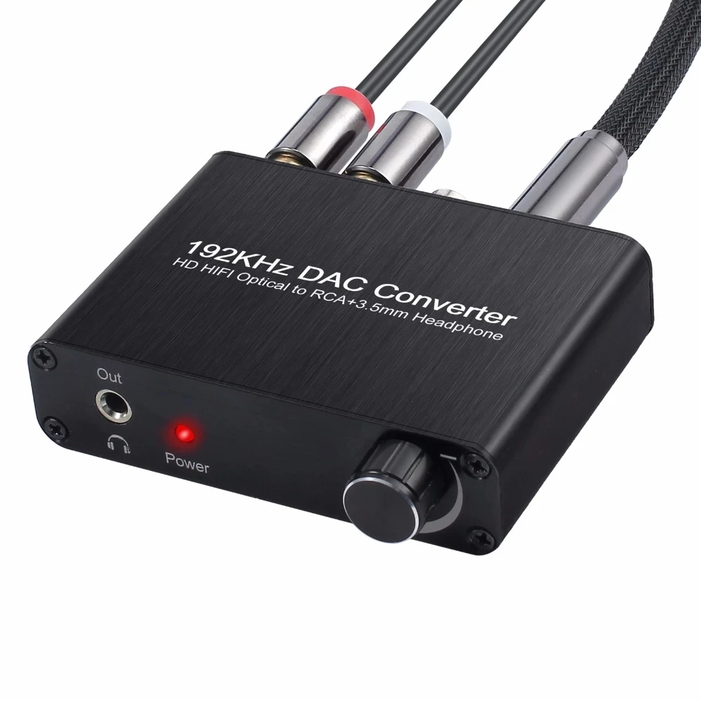 

192KHz Digital to Analog DAC Converter Digital Optical Coaxial Toslink to Stereo RCA L/R+3.5mm Adapter for PS3 PS4 XBox HDTV DVD