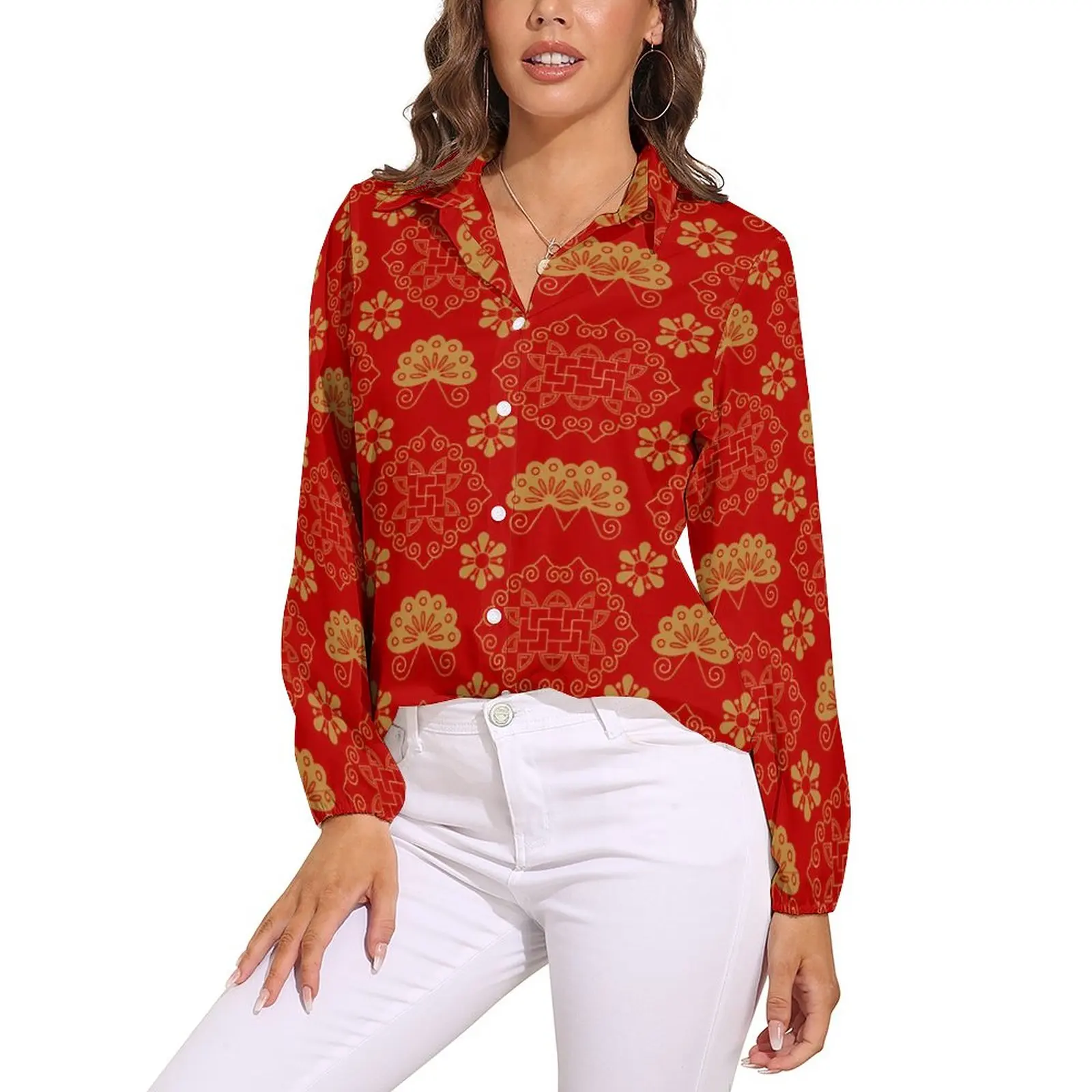 Colorful Mandala Design Loose Blouse Retro Floral Fashion Oversize Blouses Long-Sleeve Office Work Shirt Summer Custom Clothing 
Colorful Mandala Design Loose Blouse Retro Floral Fashion Oversize Blouses Long-Sleeve Office Work Shirt Summer Custom Clothing