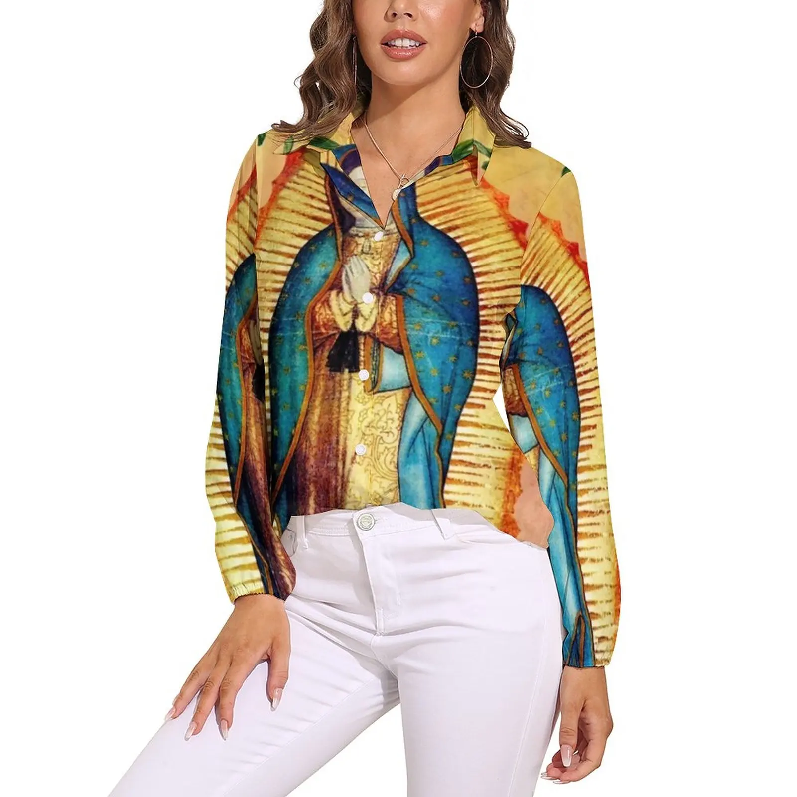 Блузка Дева Мария наш леди гуадалуп, современные блузки с принтом, женские повседневные рубашки с длинным рукавом, весенний Топ большого размера
Блузка Дева Мария наш леди гуадалуп, современные блузки с принтом, женские повседневные рубашки с длинным рукавом, весенний Топ большого размера